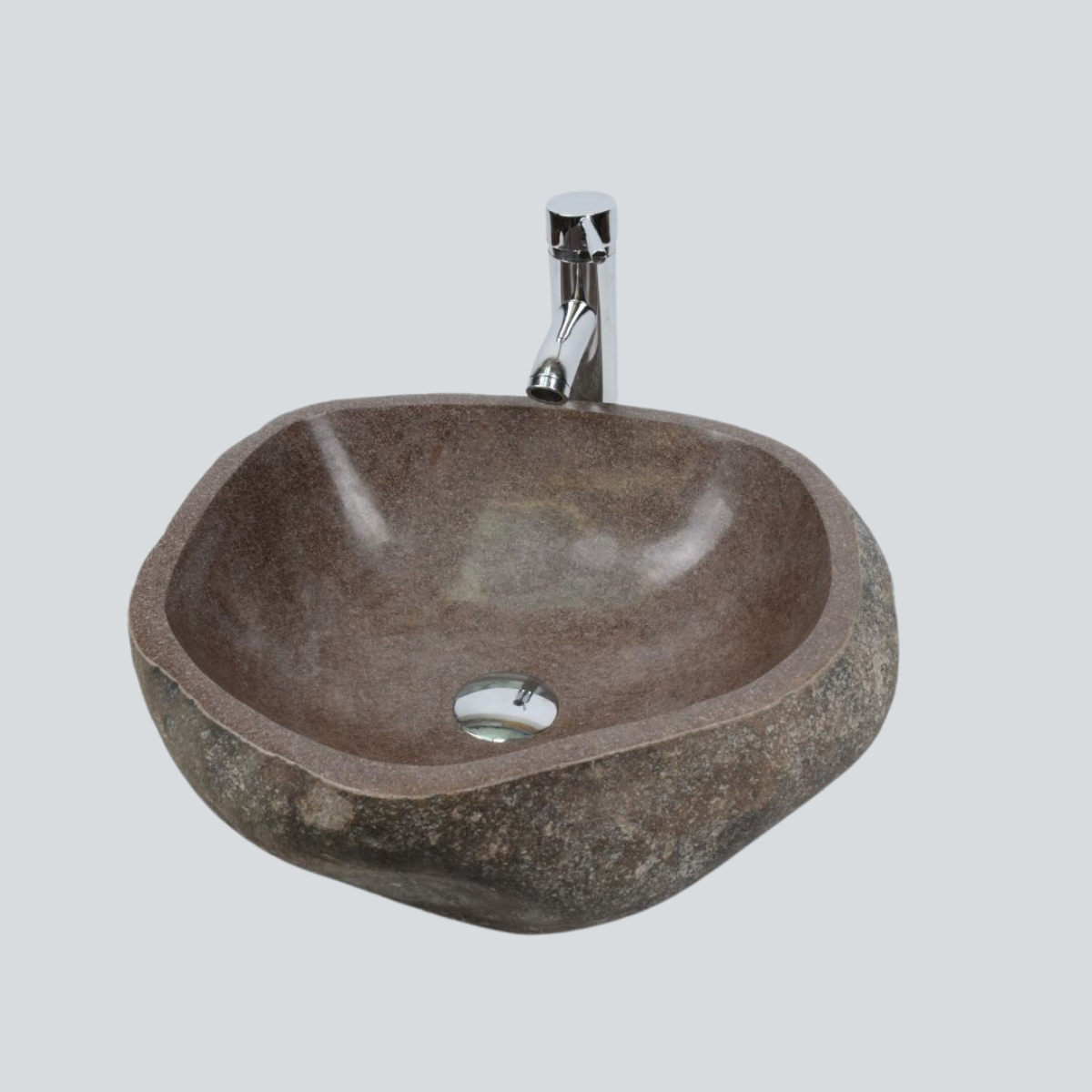 Мивка от естествен речен камък - кафява, 44 см