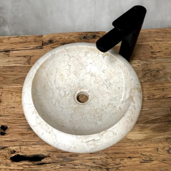 Мраморна мивка Cream с обли форми, 40 см