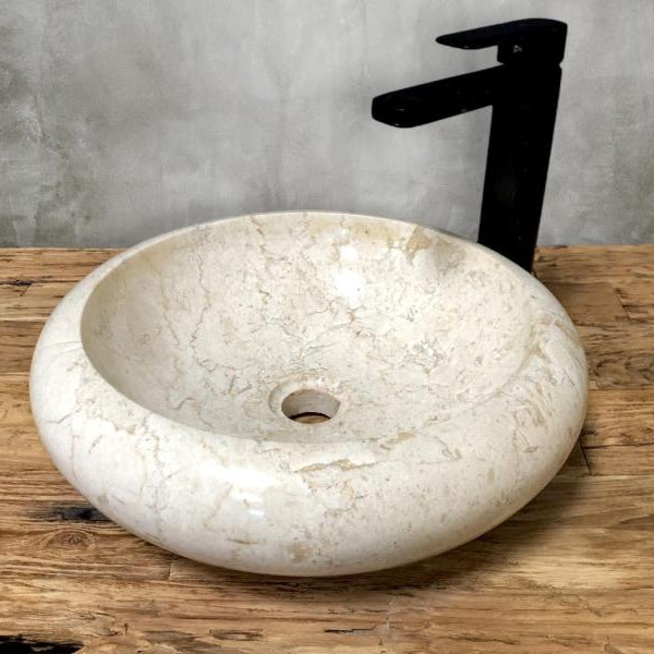 Мраморна мивка Cream с обли форми, 40 см