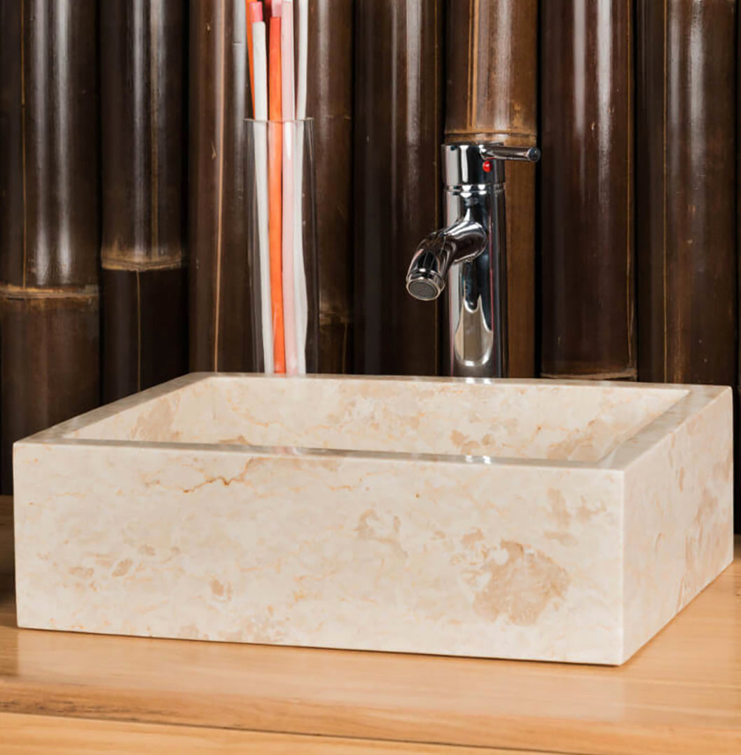 Мраморна мивка Cream - Правоъгълна, 52 см