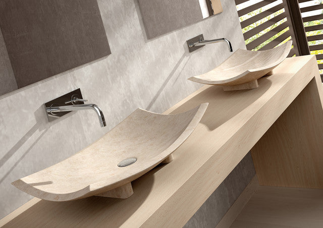 Мраморна мивка Cream - Правоъгълна с извити ъгли, 60 см