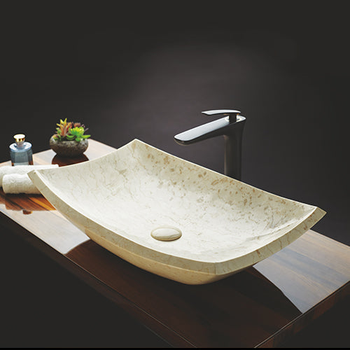 Мраморна мивка Cream - Правоъгълна с извити ъгли, 60 см